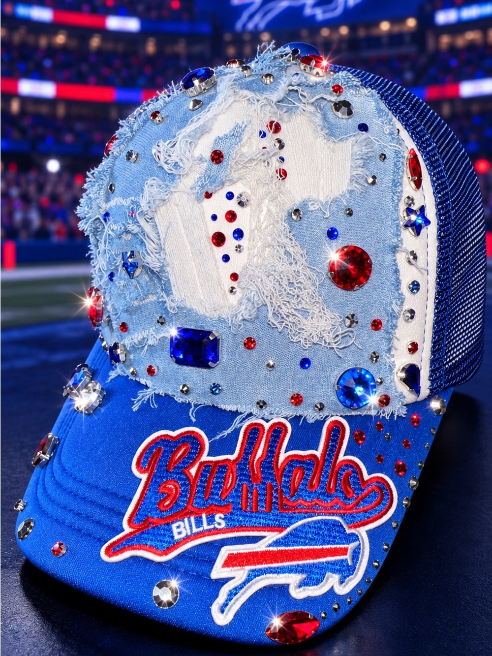 Buffalo Bills Custom Blue Embellished Baseball Cap